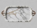 Marble serving tray with gold veins and handles on grey Royalty Free Stock Photo