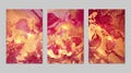 Marble set of gold, maroon and magenta backgrounds with texture