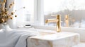 Elegant Marble Basin in Sunlit Bathroom Royalty Free Stock Photo