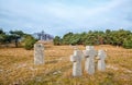 Marble smartphone in the form of a monument in the cemetery Royalty Free Stock Photo