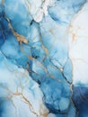 Marble. Spectacular realistic texture of blue marble with white and gold veins. Modern background. Generated by a neural network.
