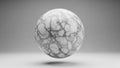 White Marble Sphere with Black Veins on Gray Background Royalty Free Stock Photo