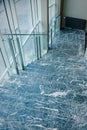 Marble staircase. Classic architecture. Close-up photo of public interior fragment.Flight of stairs, green marble stairs