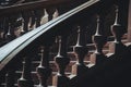 Marble staircase, classic stone balustrade detail, architectural background