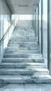 Marble staircase in modern building with glass railings and natural light, contemporary architecture concept Royalty Free Stock Photo