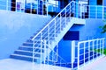 Marble staircase with a steel handrail Royalty Free Stock Photo