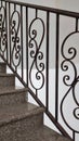 Marble Stairs with Decorative Steel Railings Handrails