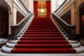 Marble stairs red carpet. Generate Ai Royalty Free Stock Photo