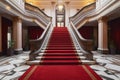 Marble stairs red carpet indoor. Generate Ai Royalty Free Stock Photo