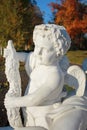 Marble statue of angel in autumn park Royalty Free Stock Photo