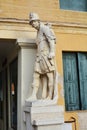 Marble statue and castle in Castelfranco Veneto, in Italy Royalty Free Stock Photo