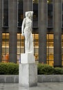 Marble statue of a classic female figure by Marton Varo in front of the Plaza of the Americas Royalty Free Stock Photo