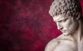 Marble statue of a classical figure against a red background Royalty Free Stock Photo