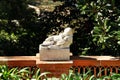 Marble statue in a fountain of a garden in Lisbon