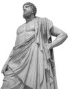Marble statue of greek god Zeus isolated on white background. Antique sculpture of man with beard Royalty Free Stock Photo