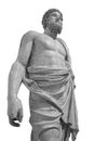 Marble statue of greek god Zeus isolated on white background. Antique sculpture of man with beard Royalty Free Stock Photo