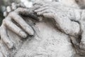 Marble statue with hands of child and woman Royalty Free Stock Photo