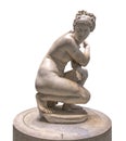 Marble statue of a naked Aphrodite crouching at her bath in the British Museum