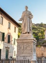 Marble statue on a pedestal to Leopoldo II in Pietrasanta, Tuscany, Italy