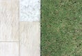 Marble Stone Pattern Sidewalk with Grasses in The Garden Royalty Free Stock Photo