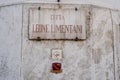 A marble street sign in Rome, Italy