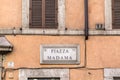 Marble street sign of Vicolo del Montonaccio