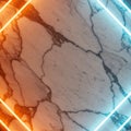 A marble surface with dark veins is framed by intersecting neon lights, creating a Royalty Free Stock Photo