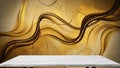 Marble Surface Displaying Abstract Swirling Golden Brown and Black Fluid Background Royalty Free Stock Photo