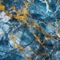 Marble Surface Texture Background Vibrant Blue Marble With Gold And White Veining. Generative AI