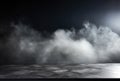 Marble table with Fog and smoke on a dark background. Royalty Free Stock Photo