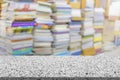 Marble table with library blur background Royalty Free Stock Photo