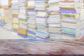 Marble table with library blur background Royalty Free Stock Photo