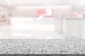 Marble table with register counter blurry background Royalty Free Stock Photo