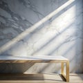 Marble Table with White Stucco Wall Texture Royalty Free Stock Photo