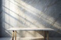Marble Table with White Stucco Wall Texture Royalty Free Stock Photo