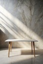 Marble Table with White Stucco Wall Texture Royalty Free Stock Photo