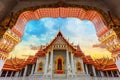 The Marble Temple, Wat Benchamabopit Dusitvanaram in Bangkok Royalty Free Stock Photo
