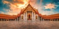 The Marble Temple, Wat Benchamabopitr Dusitvanaram at sunrise in Bangkok, Thailand