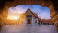 The Marble Temple, Wat Benchamabopitr Dusitvanaram at sunrise in