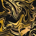 Marble texture abstract background. Liquid flow effect backdrop. Watercolor stains painting. Black and gold marbling surface