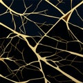 Marble texture background with gold and black veins, vector illustration. AI generated