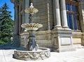 Marble three-tier graceful fountain in the garden of Dolmabahce Palace