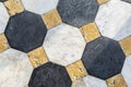 Black grey and yellow marble tiled floor pattern Royalty Free Stock Photo