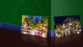 Marble wall is a panoramic photo of a night on the street in the