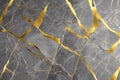 Marble wall surface with random texture and gold veins. Royalty Free Stock Photo