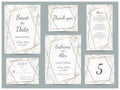 Marble wedding invitation. Set with invitation, Save the date, Thank you card, RSVP, menu and table number on white