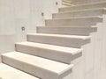 Marble white staircase lined light limestone stone Royalty Free Stock Photo