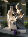 Marble women sculpture in peaceful garden