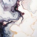 Marbled Abstract Artwork: Dark Violet And Light Beige On White Surface