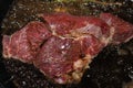 Marbled beef steak steak fried in a pan Royalty Free Stock Photo